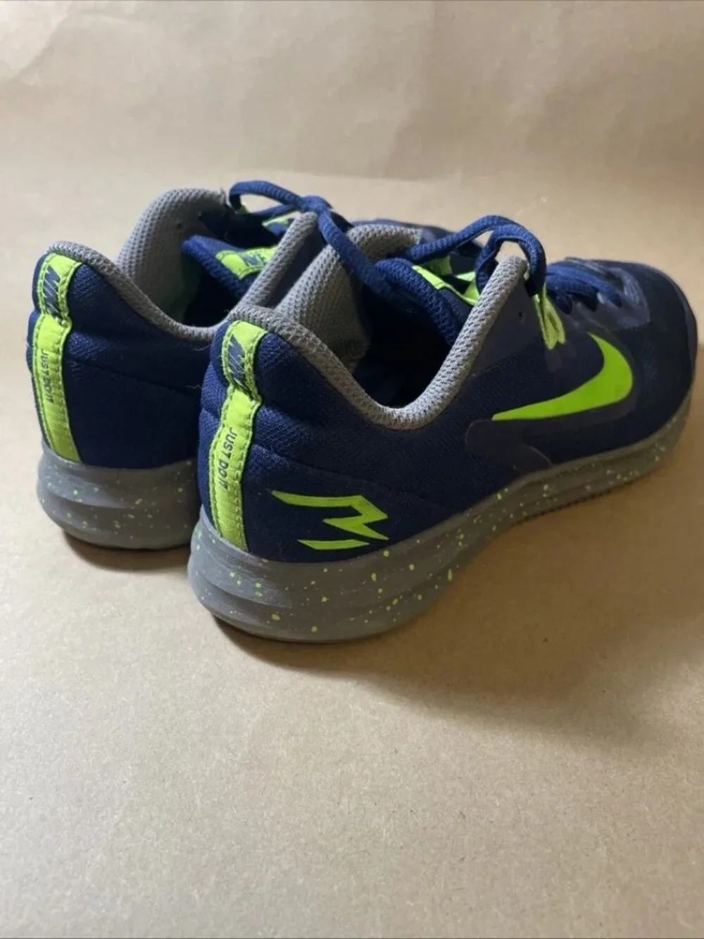 Nike Downshifter 9 RW Sneakers Dark Blue Neon Green Size 3.5 Youth